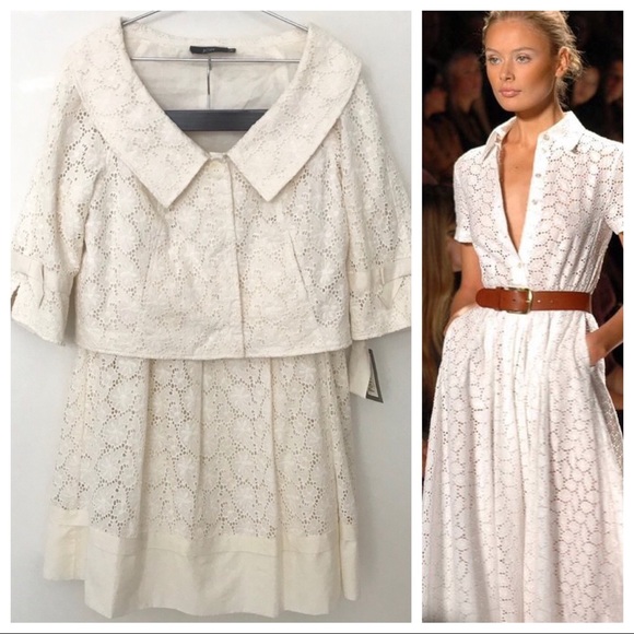 DONATED HP 🎉 NWT Jon Cream Eyelet Suit Jacket and Skirt 8 - Picture 2 of 8